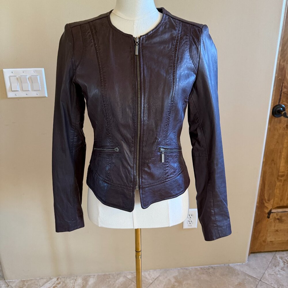 Burgundy Leather Jacket, size small